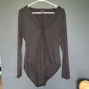 Long sleeve Black lace up bodysuit